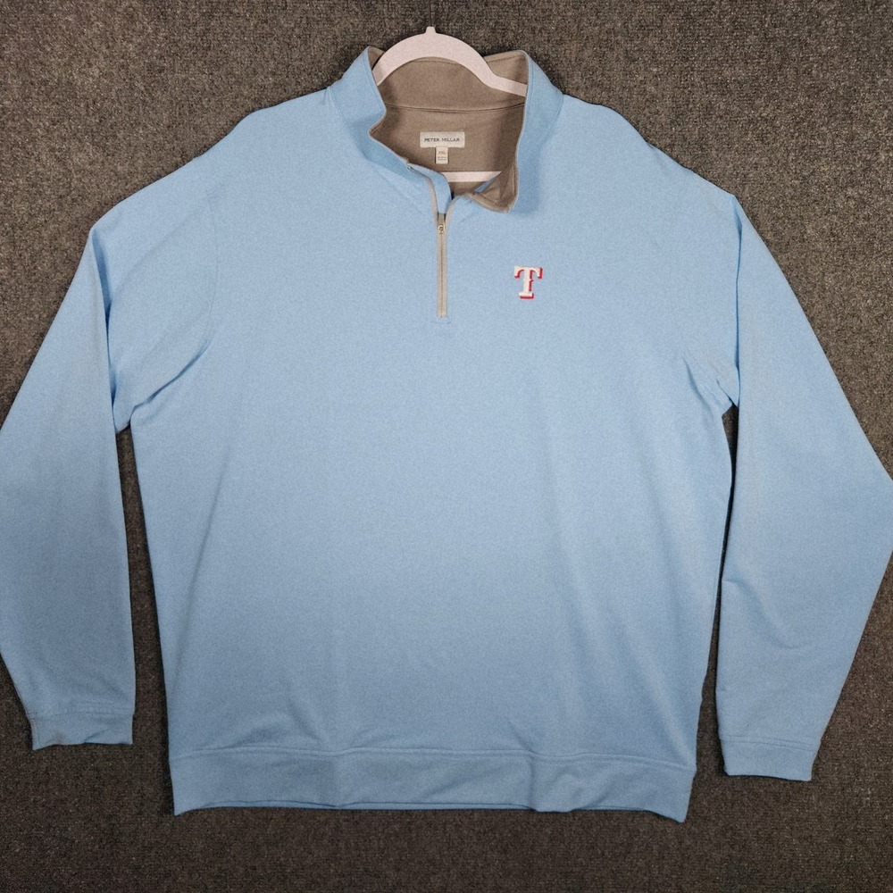 Peter Millar Texas Rangers Pullover Jersey XXL 2XL Blue 1/4 Zip Golf Adult*